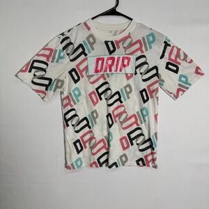 Hustle Drip All Over Print T-Shirt White Multicolor‎ Boys Large 14/16 Bailey App